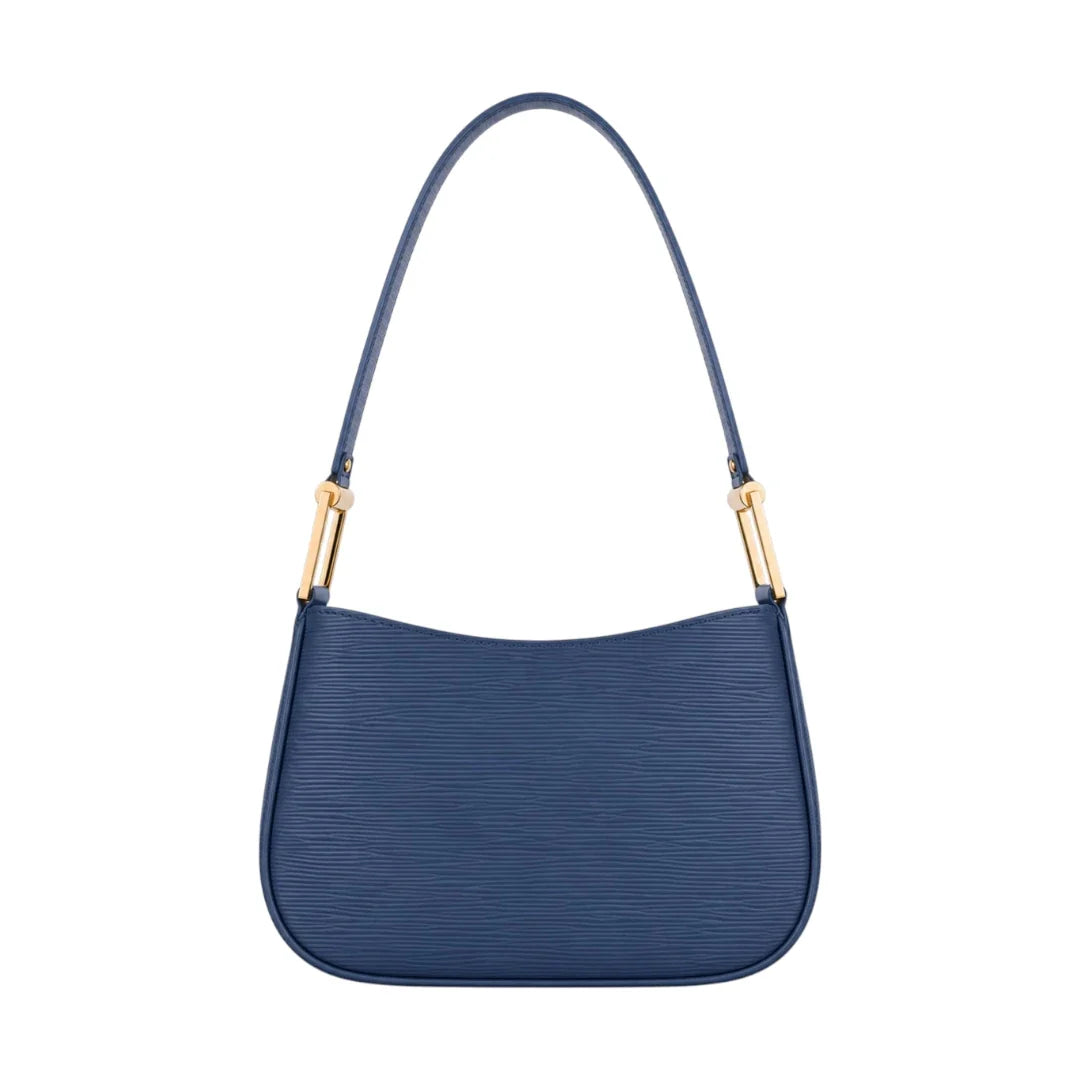  Arzona Navy Shoulder Handbag with Elegant Gold-Tone Strap Accents