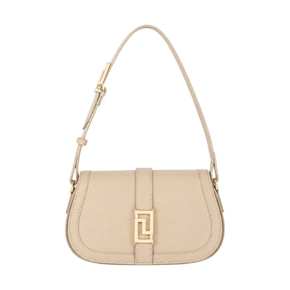 Arzona Beige  Aurelia Luxe Gold Accent Faux Leather Shoulder Handbag