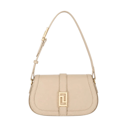 Arzona Beige  Aurelia Luxe Gold Accent Faux Leather Shoulder Handbag