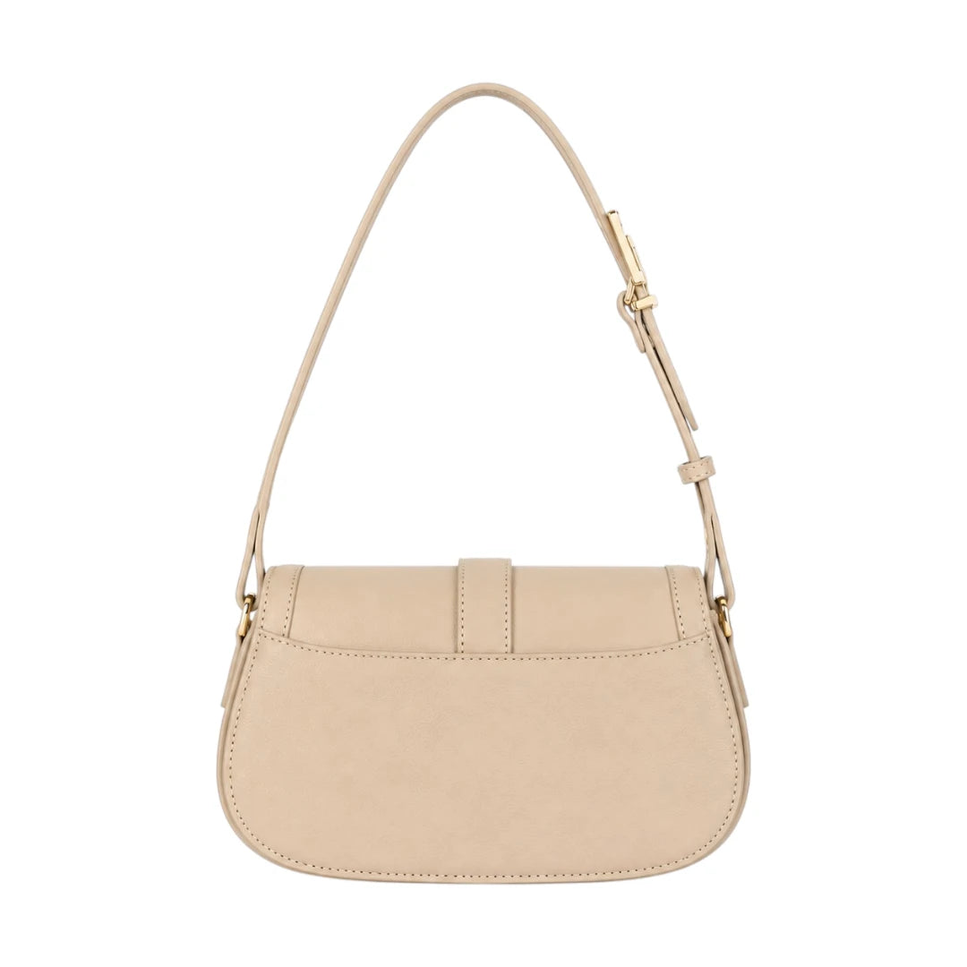 Arzona Beige  Aurelia Luxe Gold Accent Faux Leather Shoulder Handbag