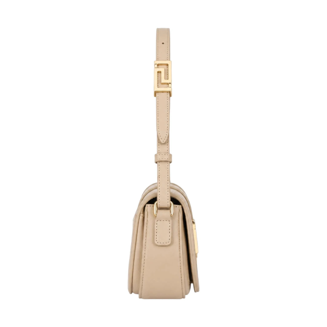 Arzona Beige  Aurelia Luxe Gold Accent Faux Leather Shoulder Handbag