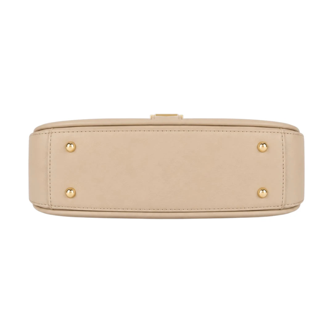 Arzona Beige  Aurelia Luxe Gold Accent Faux Leather Shoulder Handbag