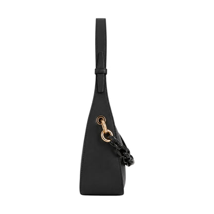 Arzona Black Women’s Shoulder Handbag with Statement Chain Detail