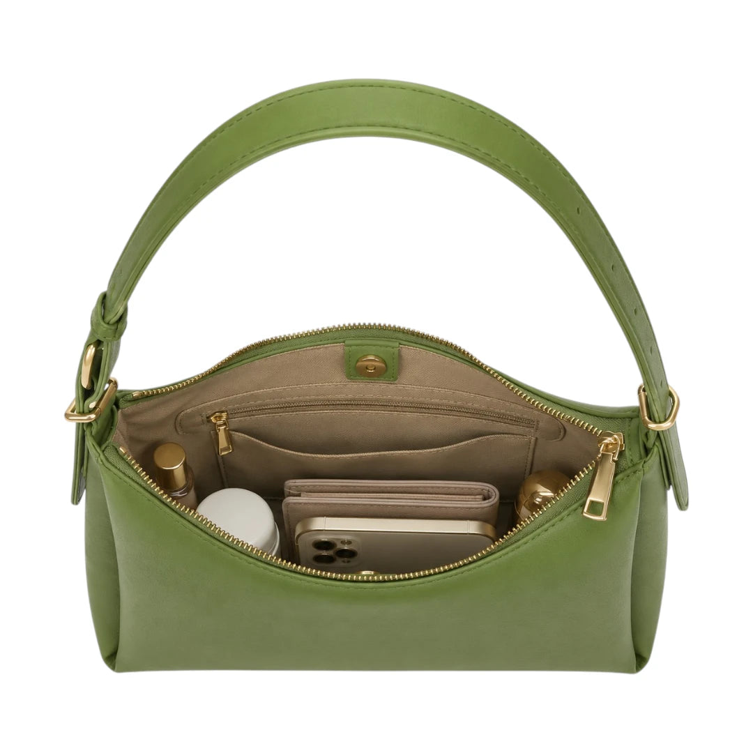 Arzona Green Women’s Shoulder Handbag with Curved Hobo Silhouette