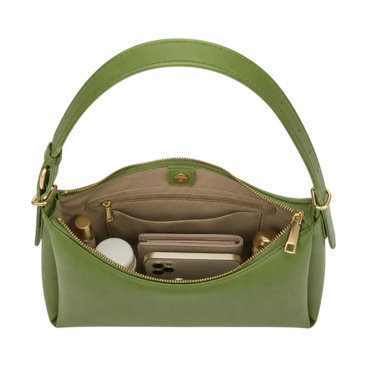 Arzona Green Women’s Shoulder Handbag with Curved Hobo Silhouette