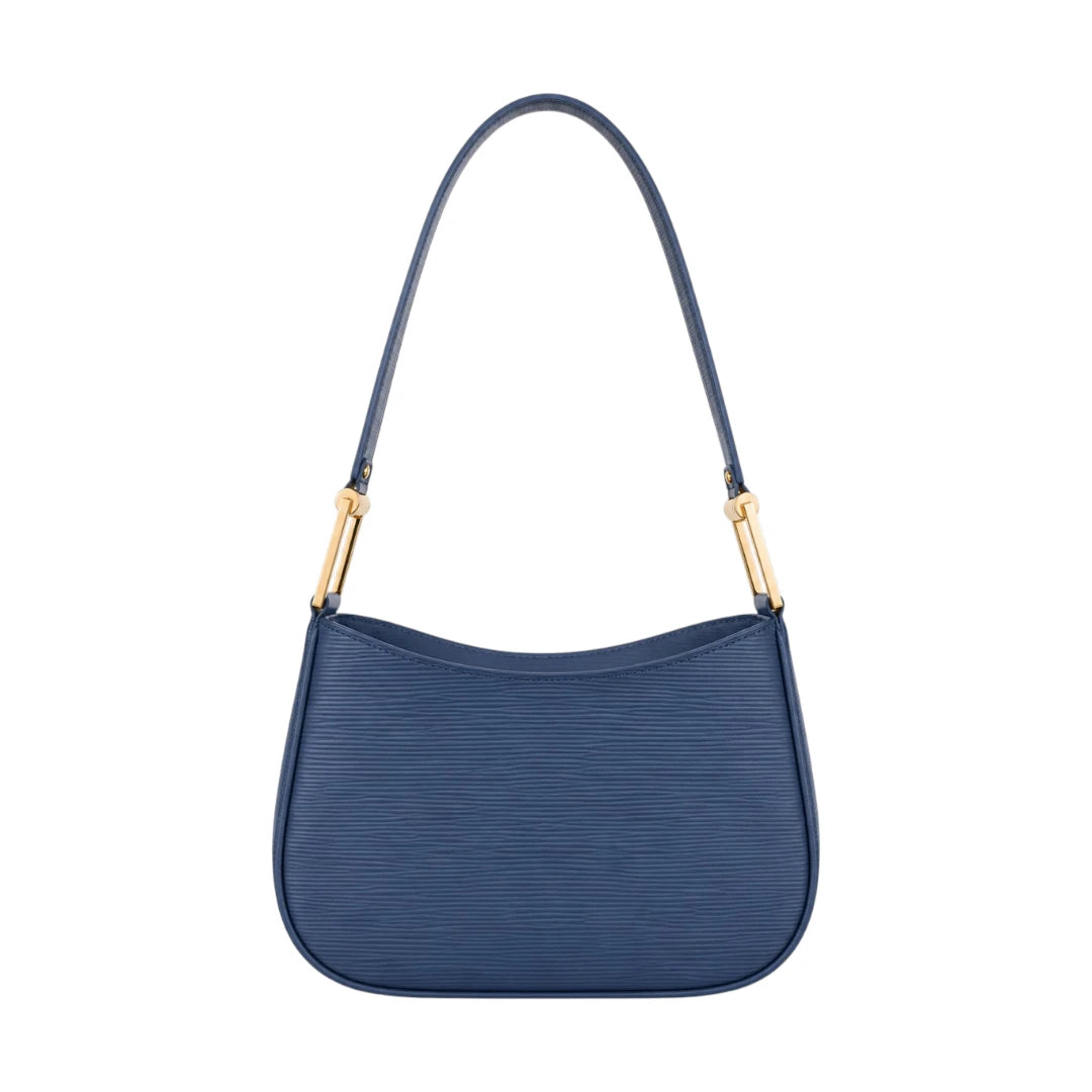  Arzona Navy Shoulder Handbag with Elegant Gold-Tone Strap Accents