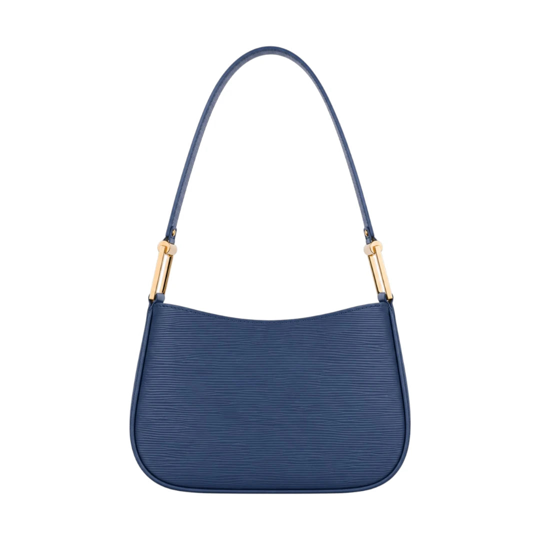  Arzona Navy Shoulder Handbag with Elegant Gold-Tone Strap Accents