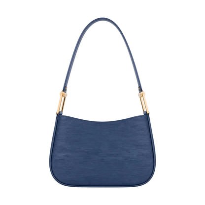  Arzona Navy Shoulder Handbag with Elegant Gold-Tone Strap Accents