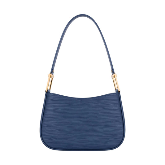  Arzona Navy Shoulder Handbag with Elegant Gold-Tone Strap Accents