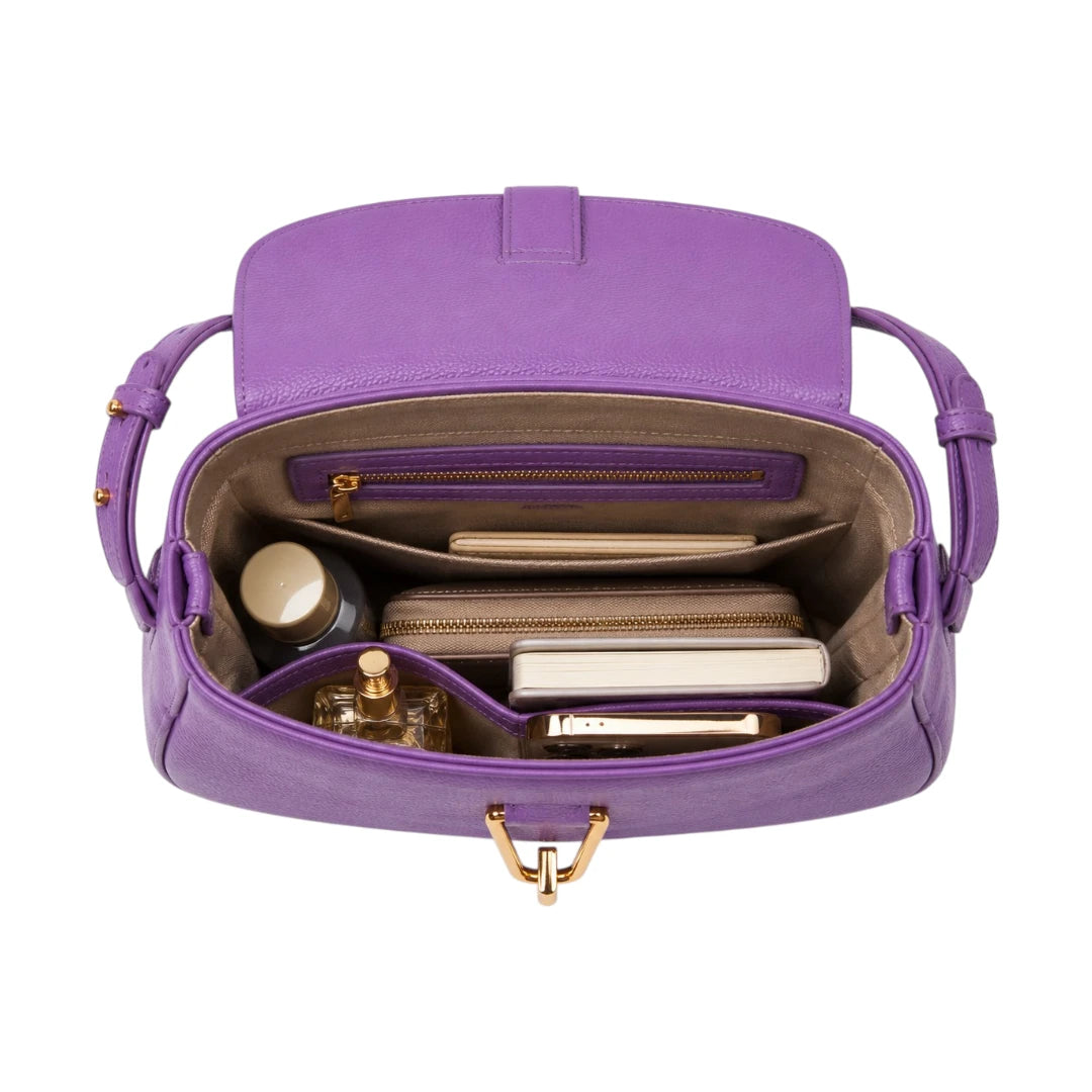 Arzona Purple Women’s Shoulder Handbag with Gold-Tone Buckle