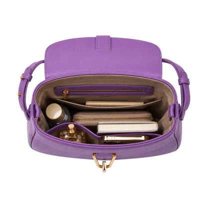 Arzona Purple Women’s Shoulder Handbag with Gold-Tone Buckle