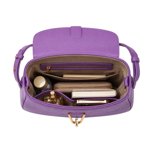 Arzona Purple Women’s Shoulder Handbag with Gold-Tone Buckle
