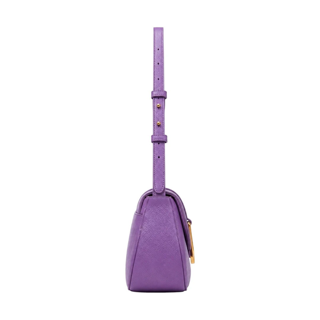 Arzona Purple Women’s Shoulder Handbag with Gold-Tone Buckle