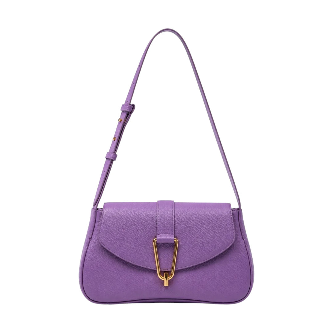 Arzona Purple Women’s Shoulder Handbag with Gold-Tone Buckle